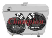 ER Champion 3 Row Radiator,10" Fans,Shroud-1966 1967 Chevy Chevy II Nova V8 Conv