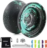 MAGICYOYO V9 Professional Responsive Yoyo with Unresponsive Yoyo Bearing for Kids Adults, Yoyos for Beginners to Advanced, with Yo-yo Bearing Remover+ Bag+ 10 Yo Yo Strings, Green& Black