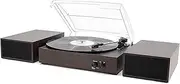[LP&No.1] Wireless Turntable with Stereo Bookshelf Speakers, 3 Speed Vintage Belt-Drive Turntable with Wireless Playback & Auto-Stop & Wireless Input, Brown Wood, LPSC-033