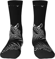 [EdWal] Soft Black & White Zebra print Moisture Wicking Socks Sports Socks for Men and Women Warm thermal Boot Hiking Socks