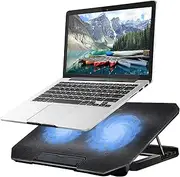 Laptop Cooling Pad and Stand for 11-15.6 Inch Gaming Notebooks - 2 Turbine Fans, 4 Angle Adjustable, Black