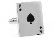 Ace of Spades Cufflinks Card Casino Dealer New Gift Box Free Ship USA Stud Poker