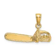 14K Yellow Gold 3-D Small Chain Saw Charm