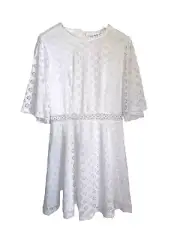 MINX & MOSS White Floral Lace DRESS Size 14 NEW Ruffle Cocktails Party