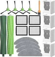 Replacement Parts for iRobot Roomba Combo i5, i5+, j5, j5+ Robot Vacuum Cleaner, Accessories Kit: Dual Multi-Surface Rubber Brushes + 4 Filters + 4 Mop Pads + 4 Vacuum Bags + 4 Edge-Sweeping Brush