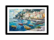 Colorful Boats Framed print Art Poster