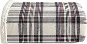 Eddie Bauer Edgewood Plaid Flannel Sherpa Throw Blanket, Khaki