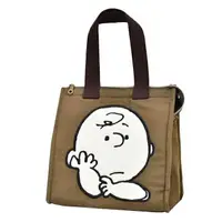 在飛比找樂天市場購物網優惠-小禮堂 Snoopy 查理布朗 棉質便當袋 (棕色款)
