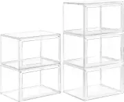 5 Pack Clear Stackable Storage Bins with Lids, 24Qt Plastic Storage Containers w