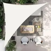 HENG FENG Sun Shade Sail Triangle 5x5x7m Waterproof PES Polyester Canopy Awning Sunscreen with 98% UV Block for Outdoor Patio Garden Beige