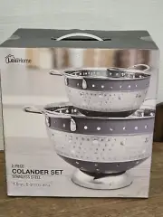 New In Unopened Box 2 Piece Colander Set Stainless Steel