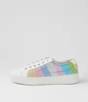 New Django & Juliette Limmell White Gelato Multi Leather Jewels Sneakers Wome...