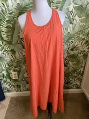 Womens Halara Orange High Low Built in Sports Bra Tennis Dress - Large NWT