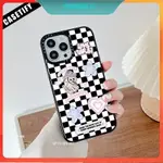 黑色白色格子小狗 CASETIFY 手機殼兼容 IPHONE 11 14 15 PRO MAX 12 13 迷你透明矽膠