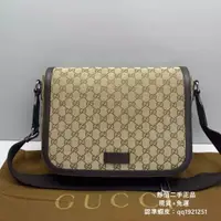 在飛比找蝦皮購物優惠-精品現貨 GUCCI 古馳 老花 棕色 帆布 中號郵差包 單