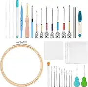 Punch Needle Kit - Embroidery Tool Set | Casual Needlework Kit | Adjustable Embroidery Supplies | Beginner Friendly Punch Needle Kit for Clothes, Pillows, Quilts, Hats, Craft Projects