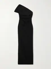 [16ARLINGTON] 16ARLINGTON - Reatta One-shoulder Gathered Crepe Gown - Black - UK 8 UK 8 Black