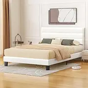 ALFORDSON Bed Frame Base King Size Harlene Series, Mattress Topper Platform Foundation with Boucle Fabric Upholstery for Bedroom, Boucle White