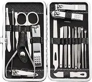 19 Pieces Manicure Set ，Nail Clippers Pedicure Kit，Stainless Steel Manicure Kit，Professional Grooming Kit，Nail Care Tools with Luxurious Travel Case (Black)
