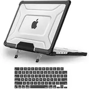 MOSISO Compatible with MacBook Pro 14 inch Case 2025-2021 Release M3 A2918 A2992 M2 A2779 M1 A2442,Full Protection Shockproof TPU Bumper Dots Plastic Hard Case with Foldable Stand&Keyboard Cover,Black