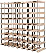 Glasshaus 8-Tier Wine Rack, 72 Bottles Storage Standing Bottles Holder Organiser, Wine Storage Shelf, Wooden Storage System Cellar Organiser Stand