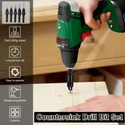 5Pcs Countersink Drill Bit Set 82°High Speed Steel Punching Drill Bit 1/4 qiSPT
