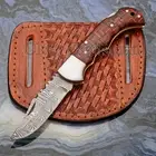 EXQUISITE, CUSTOM MADE HAND FORGED DAMASCUS FOLDING POCKET KNIFE BACK LOCK 0-202