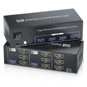 8K60Hz 4K120Hz Displayport KVM Switch 3 Monitors 2 Computers 4 port USB 3.0 KVM