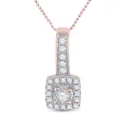 10k Rose Gold Round Diamond Square Pendant 1/5 Cttw