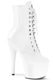 Pleaser Adore 7 White Patent Platform Ankle Boot