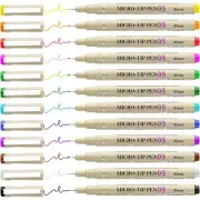 [12 Colors] 0.5 mm Micro-Pen Fineliner Pen Set Ink Pens, Fine Point Liner Pen
