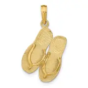 14k Yellow Gold ST. THOMAS Reversible Flip Flops Pendant