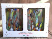 2 Arte di Murano Alessandro Coppola Glasses Hand Made Confetti 10 oz each