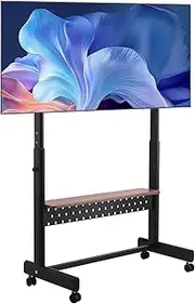 VEVOR Rolling TV Stand, Mobile TV Cart for 55-100 Inch Screens, Height Adjustable Portable Monitor Stand with Tray, Holds up to 92.99 kg for Living Room, Bedroom, Office, Outdoor Max VESA 800 x 600 mm