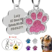 Paw Glitter Personalised Dog Tag Cat Pet Custom Engraved Name ID Tag for Collar