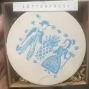 Pyrex Thumbprint Amish Letterpress Hand printed Coasters Set Of 10 NIB