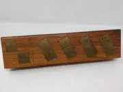 Vintage Wood & Brass Inlaid Box Set 28 Dominoes, and 5 Dice Game Set