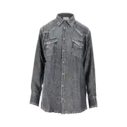 [PIERRE LOUIS MASCIA] PIERRE LOUIS MASCIA Denim print silk shirt Woman S S Metallizzato