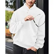 Men's Sweatshirt Black White Army Green Navy Blue Khaki Lapel Plain Sports Outdoor Daily Holiday Polyester Streetwear Basic Casual Spring Autumn / Fall Clothi