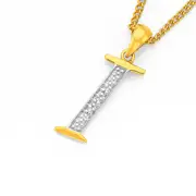 9ct Gold Diamond Initial I Pendant