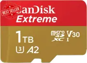 1TB Extreme Microsdxc UHS-I Memory Card with Adapter - C10, U3, V30, 4K, 5K, A2,