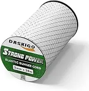 DASKIGO Elastic Bungee Shock Cord 3-8mm (White&Black, 1/5'' x 66FT)