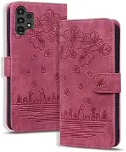 [YBFJCE] Wallet Case for Samsung Galaxy A13 4G/A13 5G/A04S/A04/M13 5G,Magnetic Folio PU Leather Flip Cover with Card Holder,Protective Case Wallet Phone Case for Samsung Galaxy A13 4G/5G,Wine Red