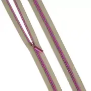 Beige #5 Nylon Pink Coil Zipper 3 Yards and 9 Pulls by Tula Pink for Sallie Toma