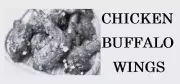Chicken Buff. Wings, Label, Commercial, Food, B/W, Meat Takeaway, Asian, Indian
