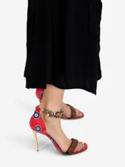 Red Evil Eye Print Sandals