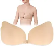 [FQQF] Adhesive Bra Push Up, Reusable Invisible Bra Silicone, Strapless Adhesive Bra with Push-Up Effect, Comfortable, Easy to Use, Perfect Fit (Cup Size: B), R, Medium