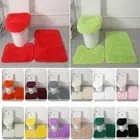3-Piece Bathroom Bath Mat Contour Rug Set with Toilet Lid Cover#