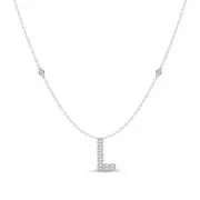 Brilliant Claw Initial L Slider Necklace with 0.40ct of Laboratory Grown Diamonds in Mirage Sterling Silver and Platinum