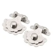 Jewelry Box Flower Shaped Latches Hasp Catch Lock Silver Tone 33x32x10mm 2pcs